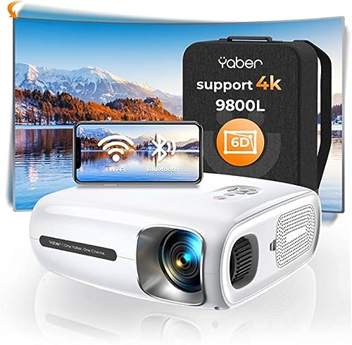 YABER Proyector 5G WiFi Bluetooth, Nativo 1080P Full HD 12000 Lúmenes Proyector 4K Soporte, Corrección Trapezoidal Automática 6D y 4P/4D, Zoom Infinito, Proyector Portátil 4K HD para iOS/Android, etc.