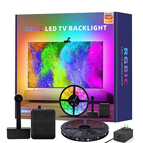 Genérico Tiras de inmersión LED para TV con cámara, 3,8 METROS RGB, compatible con ALEXA