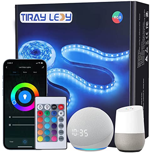 WiFi Tira LED 10M, Luces LED compatible Alexa Google home, 16 millones colores, Control por App, Luz led musical para Habitación, casa, cocina, TV, fiesta, para iOS y Android