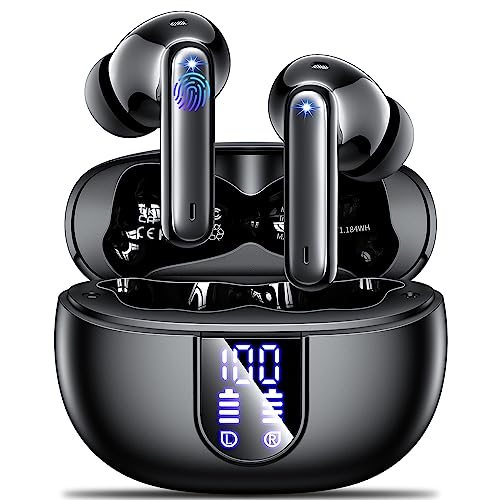 Auriculares Inalámbricos,Auriculares Bluetooth 5.3 in Ear con 4 HD Microfono, 2023 Cascos Inalambricos HiFi Estéreo con Cancelación de Ruido ENC, Pantalla LED,42 Horas de Reproducción,IPX7 Impermeable