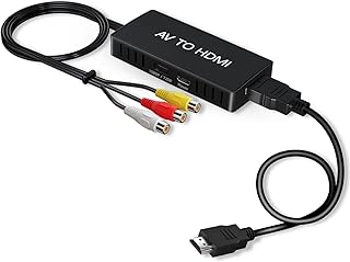 Convertidor RCA a HDMI, Adaptador Convertidor AV a HDMI, Convertidor Compuesto Wii/PS2/VHS/VCR/DVD/X box/n64 aHDMI convertidor para Nuevo televisor, Compatible con PAL/NTSC