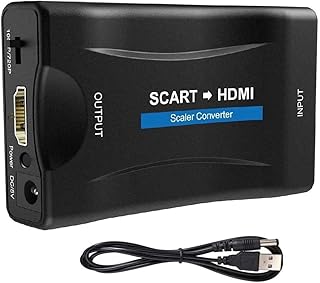 Abauoat Scart a Hdmi Convertidor Scart to Hdmi Adaptor Convierte La Entrada De Euroconector Analógica En Salida Hdmi 720p / 1080p De Audio De Vídeo para HDTV,DVD BLU-Ray,VCR,VHS,PS,Xbox