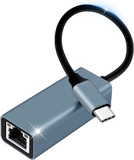 Adaptador USB C a Ethernet, USB Tipo C a RJ45 Adaptador Gigabit Lan 1000Mbps, Compatible para iPhone 15 Pro, iPad Pro/Air, MacBook Pro/MacBook Air, Galaxy S24