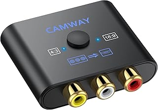 CAMWAY RCA a HDMI Adaptador, Convertidor AV a HDMI, 1080P 16:9/4:3 Conversión 1080P Compuesto CVBS Video Audio Convertidor Compatible con PC/Laptop/Xbox/PS4/TV/STB/VHS/VCR/Blue-Ray