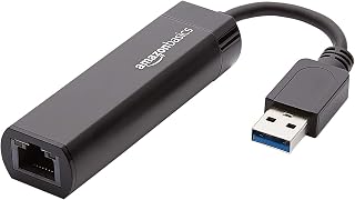 Amazon Basics Adaptador de USB 3.0 a Internet 10/100/1000 Gigabit Ethernet Negro