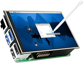 Pantalla Táctil de 3,5 Pulgadas, 480 x 320 Píxeles 60 FPS Mini Monitor con Lápiz Óptico y Mini Ventilador para Raspberry Pi 3/4/5