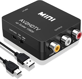 Convertidor RCA a HDMI, Adaptador AV a HDMI, 1080P RCA Compuesto CVBS Video Convertidor de Audio, Soporta PAL/NTSC, para VHS/Xbox/PS4/TV/VCR/DVD/Wii/PS2/SNES