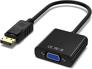Vancle Adaptador DisplayPort a VGA, Unidireccional Convertidor DP Macho a VGA Hembra, Conversor Video Full HD 1080P 60Hz para HDTV, PC Monitor, Proyector, Televisión (Negro)