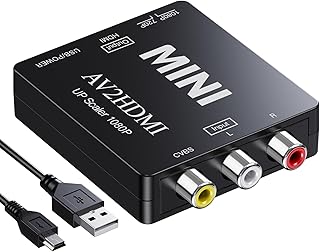 Convertidor RCA a HDMI, 1080P Mini RCA AV Compuesto de Audio de vídeo a HDMI Adaptador Compatible con PAL/NTSC para TV/Wii/PC/PS 123/STB/Xbox/VHS/VCR/reproductores