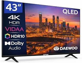 Daewoo 43VB56QV Smart TV 43 Pulgadas QLED 4K UHD, HDR10, Dolby Audio, Bluetooth, HDMI 2.1, Diseño Sin Marcos (Frameless), Funciones de accesibilidad, Gama 2026