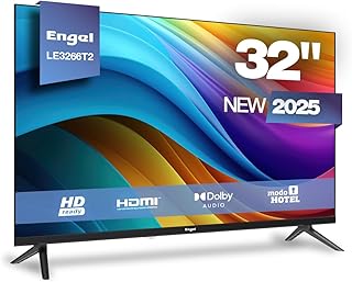 Engel LE3266T2 - Televisor LED de 32'' HD con Sintonizador TDT T2 y Satélite - Dolby Audio - 3 HDMI, 2 USB - Diseño Elegante y Compacto - Modo Hotel - PVR y Time-Shift - DVB-T2/S2/C