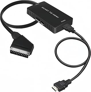 Convertidor Euroconector a HDMI Con Interruptor 720p/1080p - Adaptador Para Monitor de TV, Proyector - Compatible Con Reproductor DVD, VHS, STB y Xbox