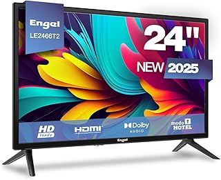 Engel LE2466T2 - Televisor LED de 24'' HD Ready NO Smart con Sintonizador TDT T2, Satélite y Cable - Dolby Audio - 3 HDMI, 2 USB, SPDIF Coaxial - Compacto y Versátil