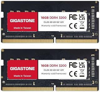【DDR4 RAM Solo portátil】 GIGASTONE 32GB Kit(2x16GB) DDR4 3200MHz(2933MHz or 2666MHz) PC4-25600(PC4-23400, 21300) CL22 1.2V SODIMM 260pin Memoria portátil sin búfer, sin ECC, Alto Rendimiento