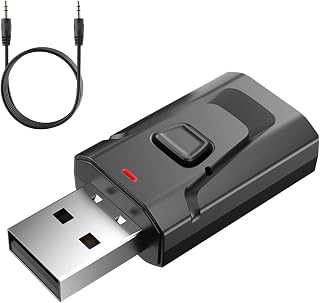 Adaptador Bluetooth USB 5.0 Transmisor y Receptor 2 en 1, con Jack 3,5 mm | Audio Estéreo Inalámbrico para TV, PC, Coche, Altavoces, Auriculares, Manos Libres, Sin Retraso