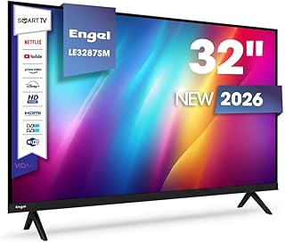 Engel LE3287SM Smart TV LED 32 Pulgadas HD Ready con VIDAA, Dolby Audio, DVB-T2/S2/C, 2 HDMI, 2 USB, Ethernet, Ranura Ci, PVR Time Shift, Modo Hotel y VESA 200x100
