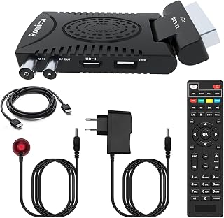 Romicta Decodificador TDT HD 2025 - DVB-T2 H.265 HEVC FTA Full HD PVR, USB, HDMI, SCART, Sintonizador de TV Digital Terrestre, Receptor Digital de Alta definición Full HD 1080p, Control Remoto 2 en 1