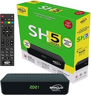 Receptor TDT HD DVB-T2 Digiquest SH5 HEVC H.265 Chipset 10bit Full HD FTA, Sintonizador TDT HD, Decodificador Digital Terrestre DVB-T2, USB, HDMI, SCART, Ethernet LAN RJ-45, Negro, Plástico