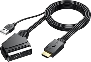 AUTOUTLET Conversor Euroconector a HDMI 1080P 720P - Soporta 16:9/4:3, PAL/NTSC - Cable SCART a HDMI 150cm para HDTV, DVD, BLU-Ray, VCR, Proyector