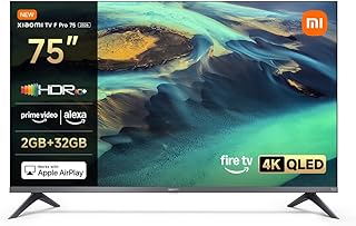XIAOMI TV F Pro 75, 75 Pulgadas (190 cm), 4K UHD QLED, Smart TV, Fire OS8, Control por Voz Alexa, HDR10+, Modo Game Boost 120Hz, MEMC, Compatible con Apple AirPlay