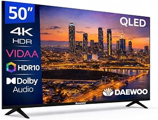 Daewoo 50VB56QV Smart TV 50 Pulgadas QLED 4K UHD, HDR10, Dolby Audio, Bluetooth, HDMI 2.1, Diseño Sin Marcos (Frameless), Funciones de accesibilidad, Gama 2026