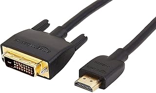 Amazon Basics Cable Adaptador de HDMI-A a DVI (Macho), bidireccional de 1080P, Chapado en Oro, 1.8 m, 1 Unidad para televisión, Negro
