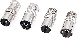 JZK Juego de 4 adaptadores de antena tipo F macho/hembra a PAL macho/hembra, adaptador coaxial de TV para receptor de satélite, antena, enrutador, módem, equipo de audio y vídeo