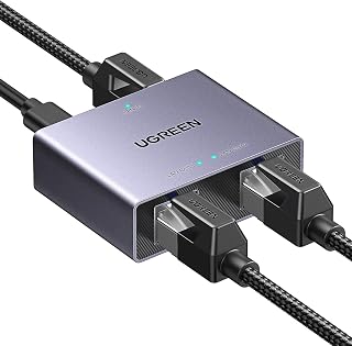 UGREEN Switch Ethernet Splitter Gigabit 1 a 2 1000Mbps | Divisor de Internet LAN, Conmutador de Red RJ45, con Cable USB C, Compatible con Ordenadores, Hubs, Televisores, Routers, ADS