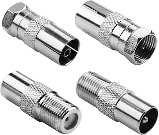 4 PCS Adaptador Antena TV para Conector Macho/Hembra - Kit de Conectores Coaxiales TV, Conexión Antena TV para Cable SAT, Terminal Anten a TV Compatible con Tomas Multimedia y Dispositivos Digitales