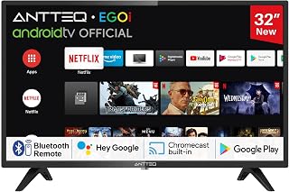 Antteq AG32H3 Smart TV 32 Zoll Bluetooth (Fernseher 80 cm) mit WLAN | Sprachassistent, Triple-Tuner DVB-T2 / S2 / C, H.265/HEVC, WiFi