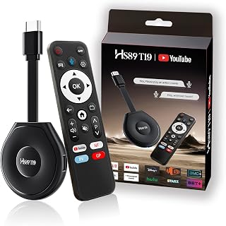 HS89 T19 Smart TV Stick Android 14 4K Ultra HD, 2GB RAM 16G ROM RK3539 WiFi 6 Bluetooth 5 HDR10+, Android 14.0 TV Stick Box con Asistente Control Remoto por Voz, Inteligente Dispositivo de Transmisión