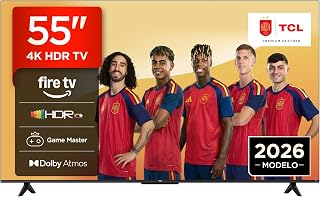 TCL 55V6D Televisor 55 Pulgadas 4K UHD Smart TV, Fire TV, Alexa Integrado, Dolby Vision & Atmos, Game Master, HDR10+, Control por Voz