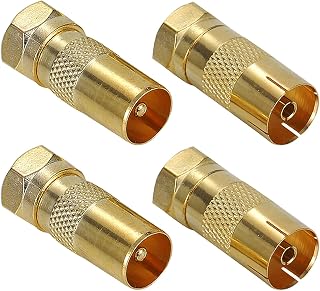 Greluma 4PCS Adaptador tipo F macho a coaxial macho/hembra,2 pares de cable coaxial de TV Adaptador de conectores F Satélite Tipo F Conector de tornillo a RF Coaxial Antena Convertidor macho/hembra