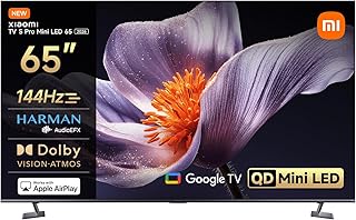 XIAOMI TV S Pro Mini LED 65,Smart TV,Dolby Vision,Dolby Atmos,4k QLED,144Hz,Google TV,HDR 10+,Triple Tuner,DVB T2,MEMC,DTS-X,Harman AudioEFX,Prime Video,Google Assistant,Airplay2