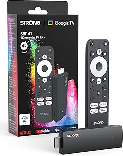 STRONG Streaming Box Android TV 4K UHD-SRT41 | Google TV HDMI Key, Chromecast Built-in, Asistencia Vocal Google, Dolby Audio, Fácil de Instalar - Formato Stick-Negro