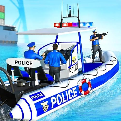 Juego de simulador de lucha de acción de barco de policía: descargue los mejores juegos de aventura de escape de matones de barco de velocidad gratis para niños
