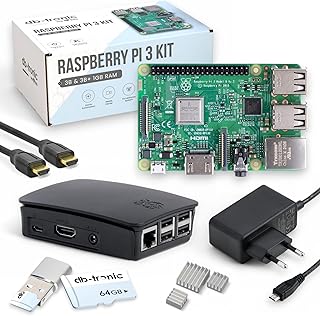 db-tronic Raspberry Pi 3 B 1 GB Starter Kit | Edición 64 GB | Alimentación | Carcasa | HDMI | Lector USB | Disipadores | Ideal para Home Assistant y el Smart Home
