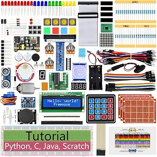 Freenove Ultimate Starter Kit para Raspberry Pi 5 4 Zero 2 W (NO Incluido) | 5 Conjuntos de Código Python C Java Scratch Processing, 962 Páginas Detallado Tutorial, 128 Ejemplo Proyectos, 223 Artículos