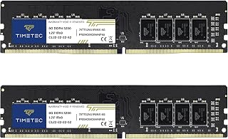 Timetec 16GB Kit(2x8GB) DDR4 3200 MHz (PC4-3200AA) PC4-25600 UDIMM – Sin ECC, sin búfer, 288 Pines, 1,2V CL22, Memoria RAM para Ordenadores de sobremesa.
