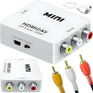 Retoo Convertidor HDMI a RCA / RCA - HDMI Video a 3RCA CVBS Composite Adaptador con Cable de Carga USB para Wii, Xbox, N64, TV, DVD, Ps3, PC, VCR, PAL, NTSC y DVD