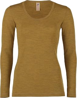 Engel Natur, Camiseta interior de manga larga para mujer, 100% lana (kbT), safran, 36-38